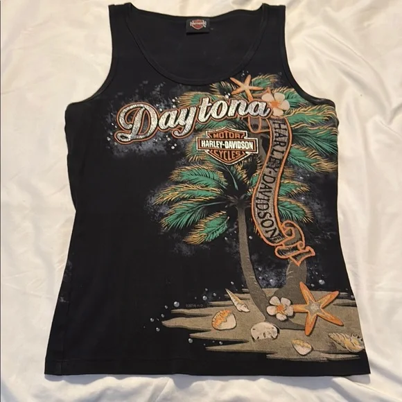 Harley-Davidson Black Daytona Palm Tank - Picture 1 of 3